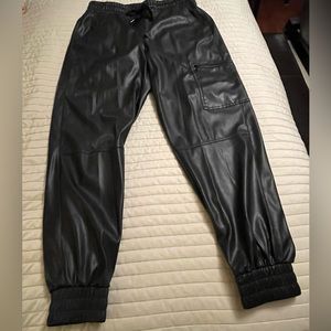 Karl Lagerfeld size M black pleather sweat pants